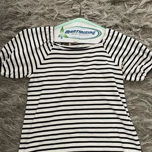 Loft  Puff Sleeve Striped Tee